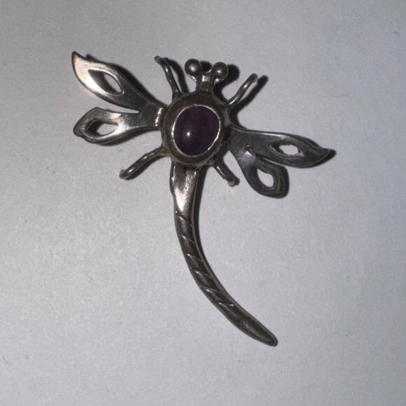 Sterling Dragonfly With Amethyst Pendant - Picture 8 of 15
